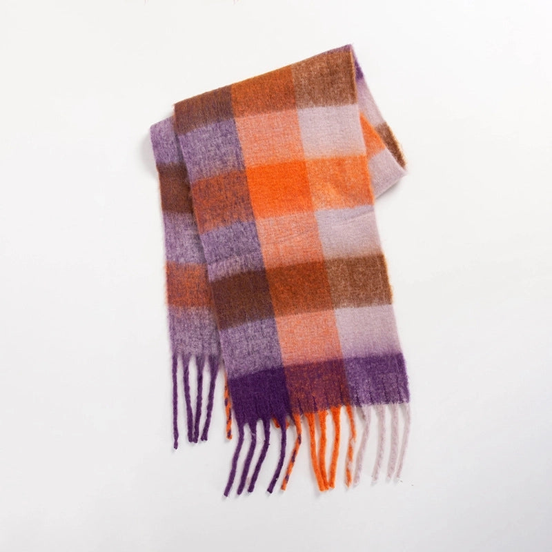 Women's Sweet Color Block Polyester Scarf