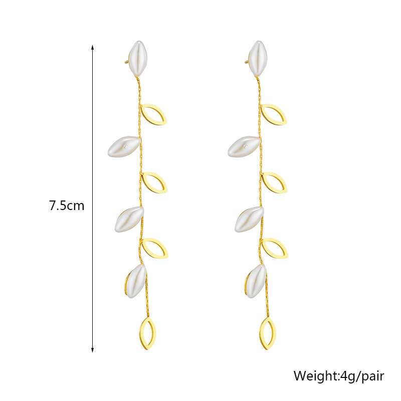 Leaf Titanium Steel Electroplating Stud Earrings