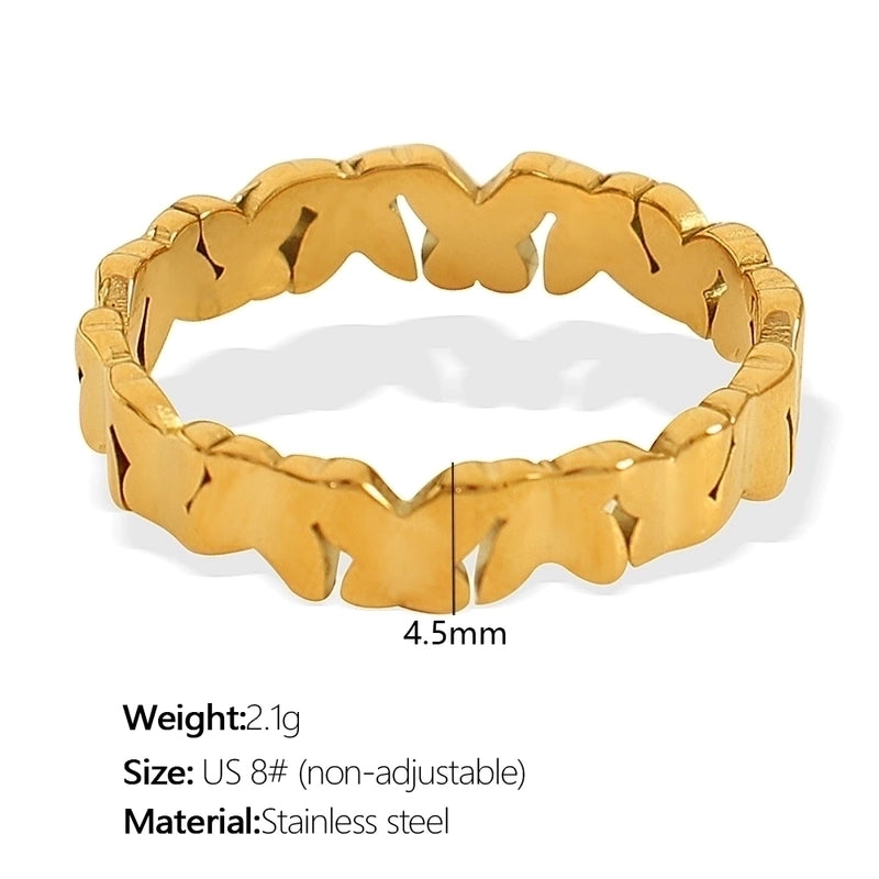304 Stainless Steel 18K Gold Plated Minimalist Irregular Floral Irregular Ditsy Floral Zircon Adjustable Ring