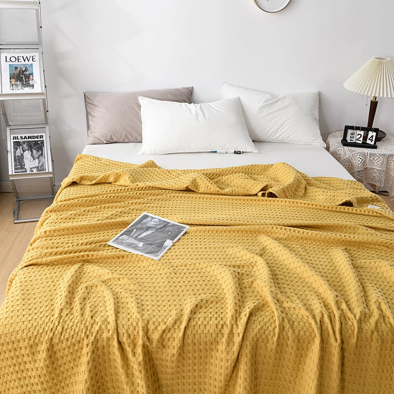 Adult Waffle Pure Cotton Towel Quilt Cotton Gauze Cover Blanket Lunch Break Towel Blanket Summer Cool Quilt Gauze Quilt Towel Quilt