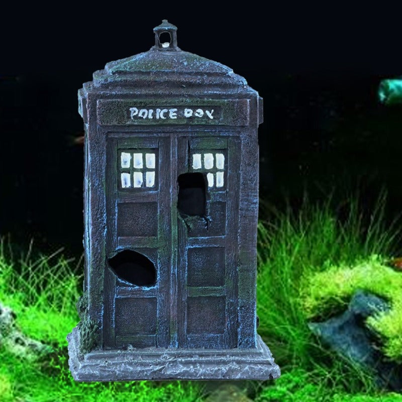Retro Phone Booth Style Ornament For Aquarium