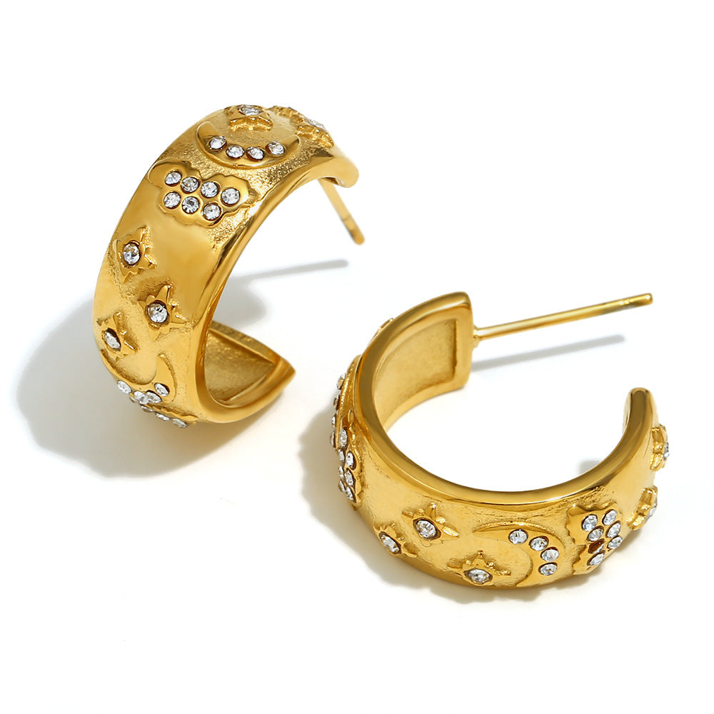 Ins Fashion Niche Advanced Versatile Ring Bracelet Stainless Steel 18K Gold Plated Tarot Earrings Female