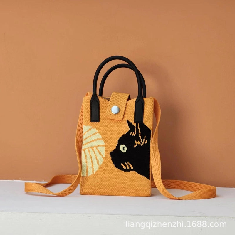 Women's Polyester Cartoon Cute Square Hidden Buckle Shoulder Bag Handbag Crossbody Bag