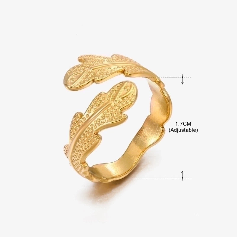 3 Pieces Basic Classic Style Geometric Leaf Stainless Steel Plating Open Rings
