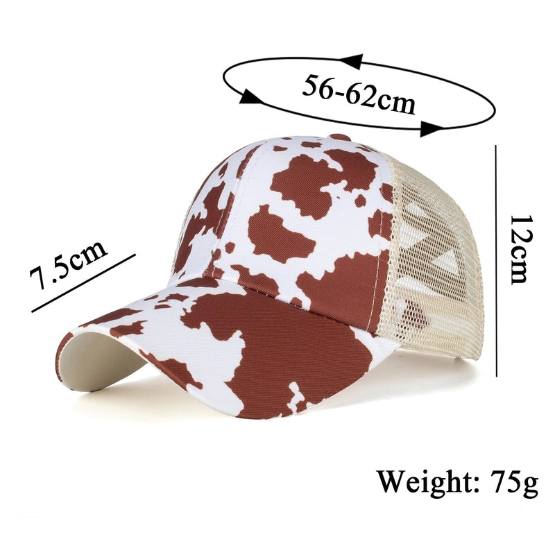 Women's Fashion Cow Pattern Printing Curved Eaves Baseball Cap