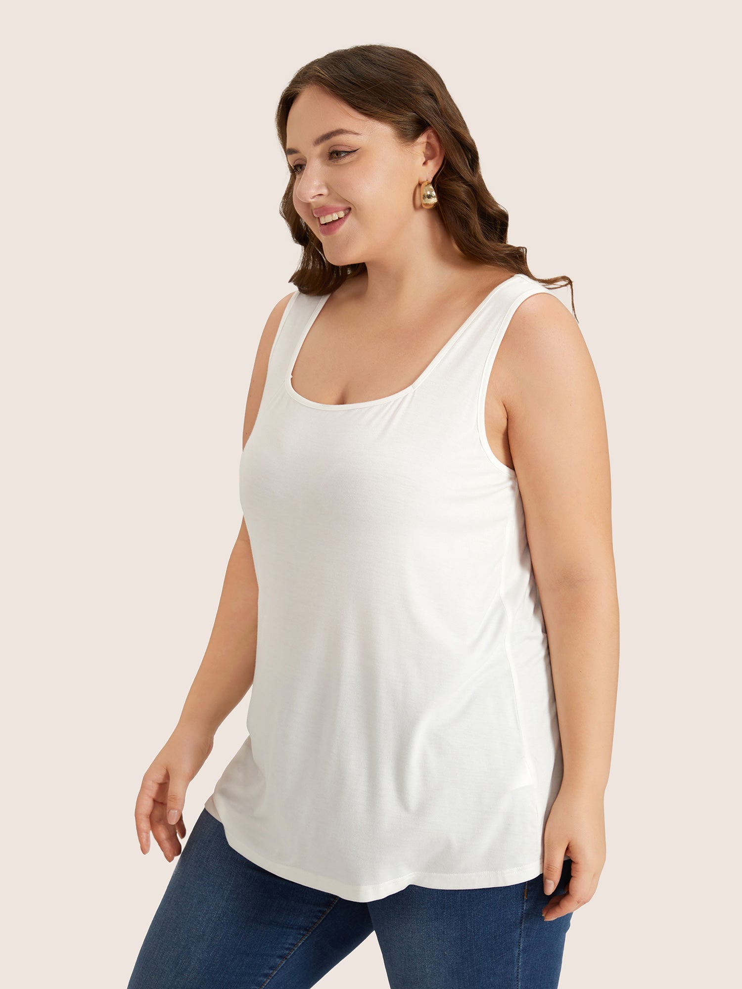 Supersoft Essentials Plain Square Neck Skinny Tank Top