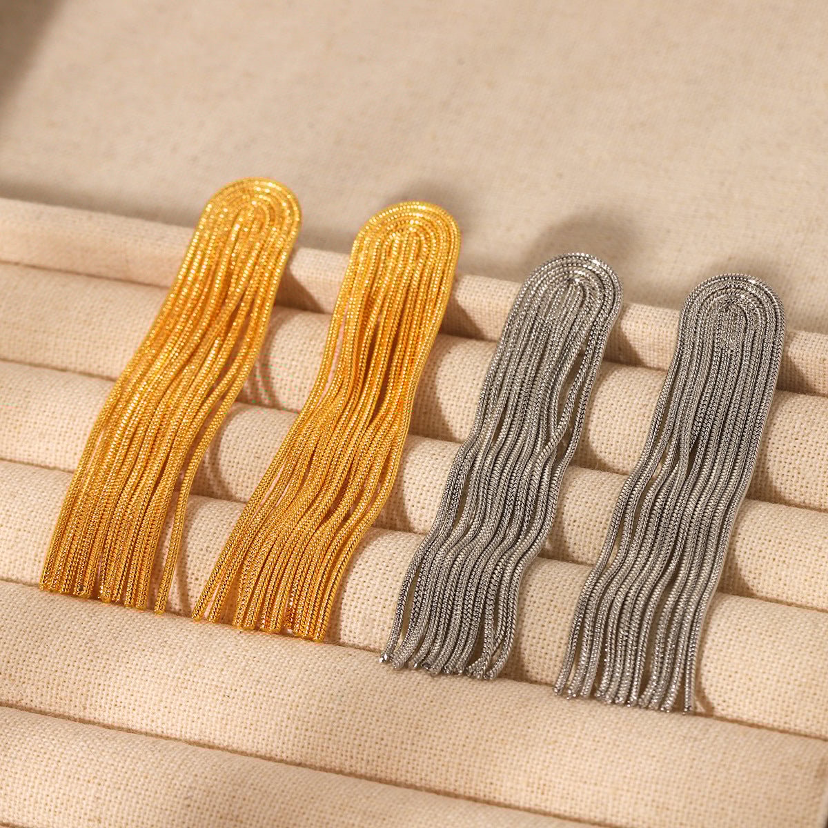 18K Gold Stainless Steel Long Chain Tassel Earrings Female Titanium Steel Earrings Ins Style Earrings