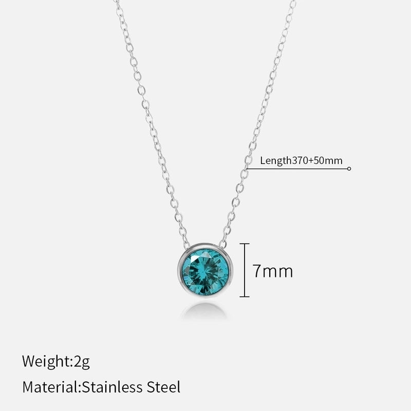 Minimalist Round 304 Stainless Steel Rhinestones Plating Stainless Steel Necklaces