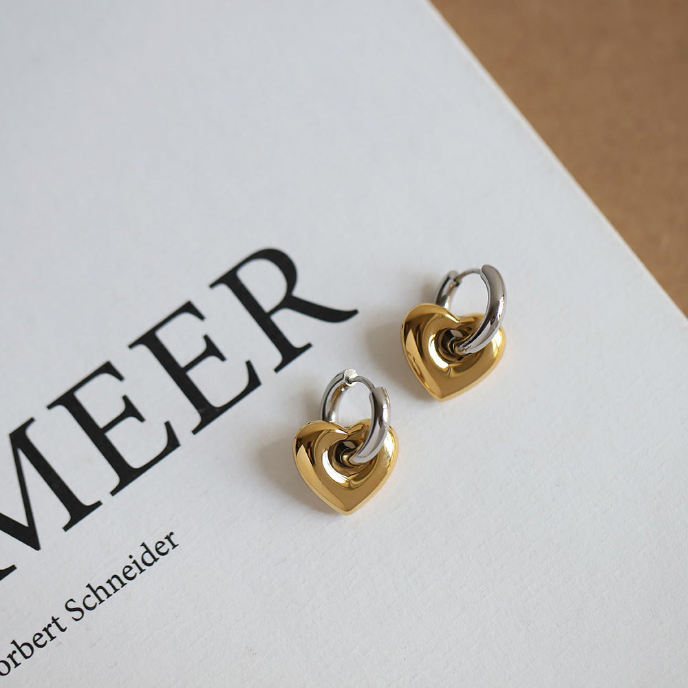 Niche Heart Titanium Steel Earrings