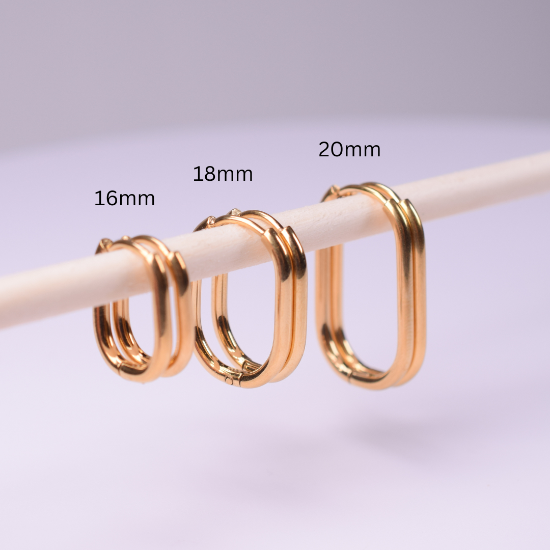 25mm Thin oval hoop - Gold