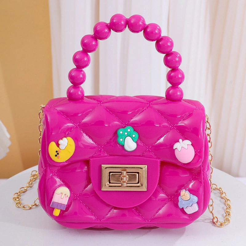 Women's Small PVC Color Block Streetwear Square Lock Clasp Handbag