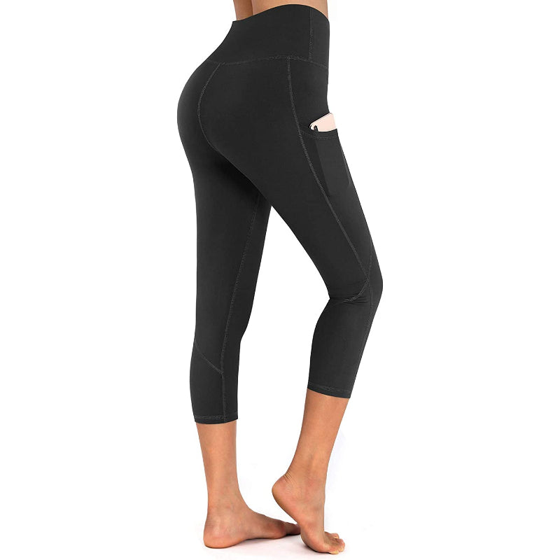 Women's High Waist Capri Yoga Pants Workout Leggings with Pockets For Tummy Control