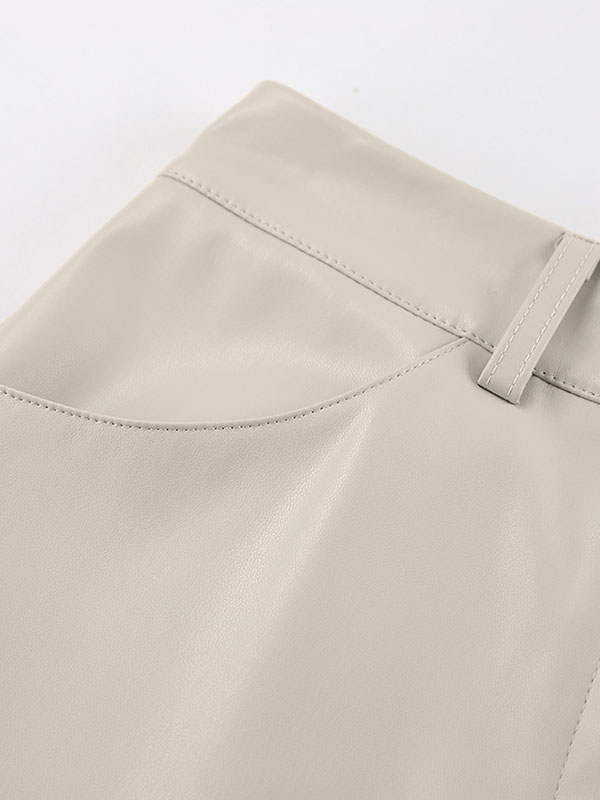 Skinny Wrap Pockets Solid Color Split-Front Zipper Skirts Bottoms