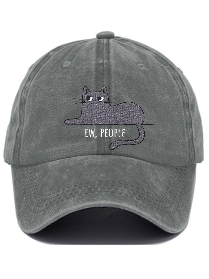 Cute Black Cat Printed Hat