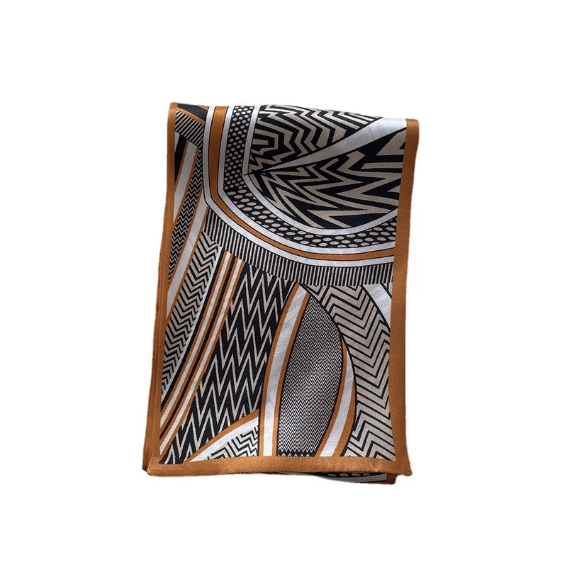 Women's Basic Classic Style Color Block Silk Printing Silk Scarf