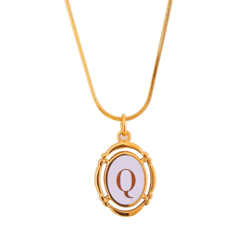 Stainless Steel Classic Style Stoving Varnish Plating Letter Pendant Necklace