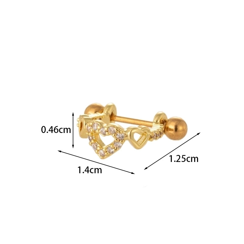 Ear Cartilage Rings & Studs Fashion Crown Copper Plating Artificial Gemstones