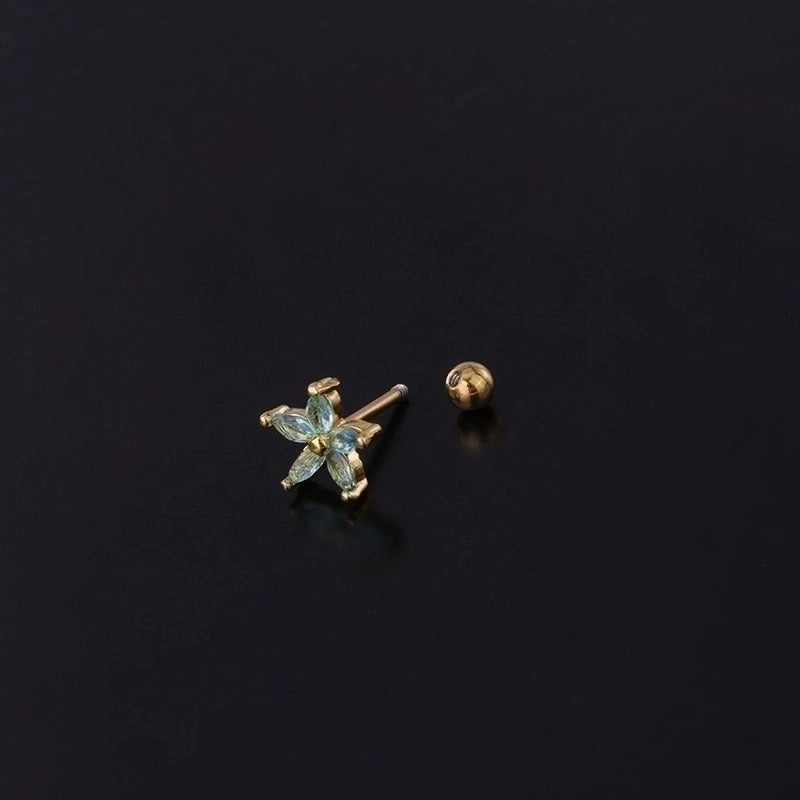Ear Cartilage Rings & Studs Minimalist Flower Copper Plating Artificial Gemstones
