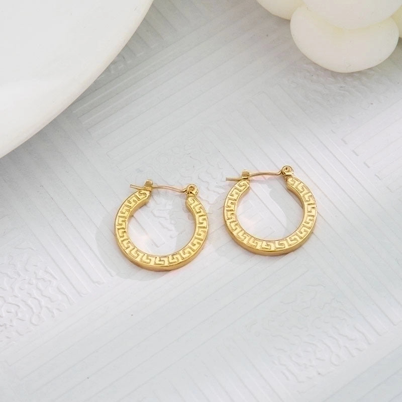 1 Pair Vintage Style U Shape Geometric Heart Shape Plating 304 Stainless Steel None 18K Gold Plated Hoop Earrings