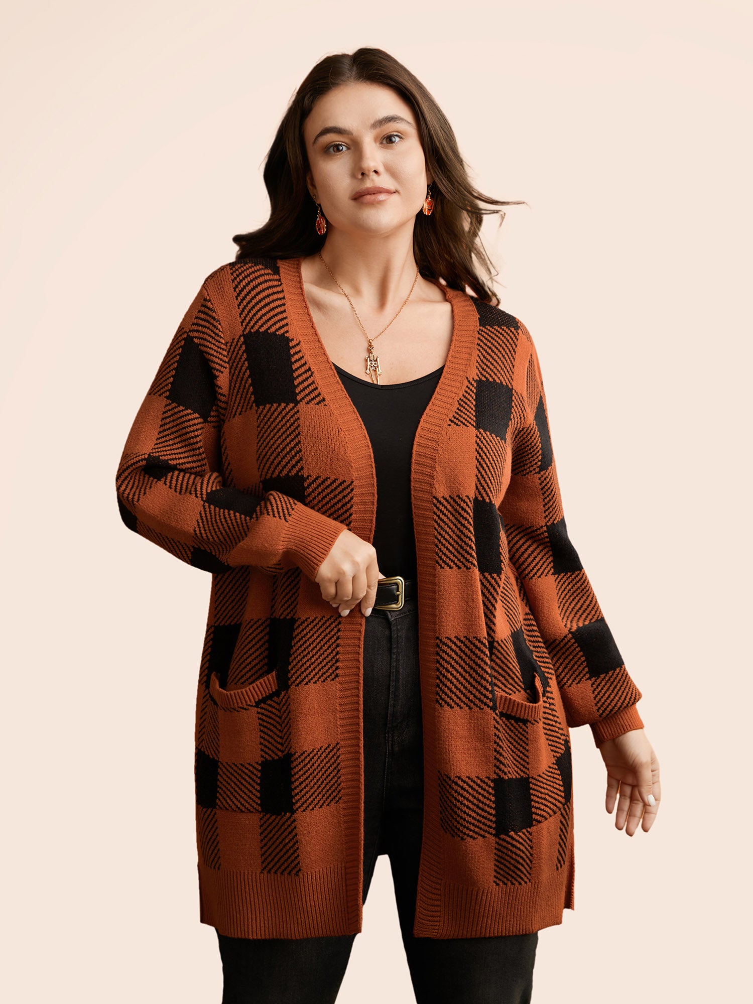 Supersoft Essentials Plaid Open Cardigan