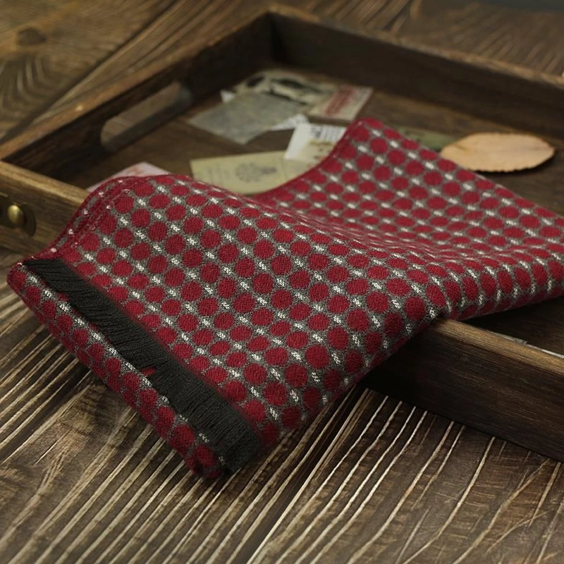 Men's Scarf Autumn And Winter Cashmere Fashion Casual Warm Scarf Plaid Black And White Distinctive Pattern Blue Fashion