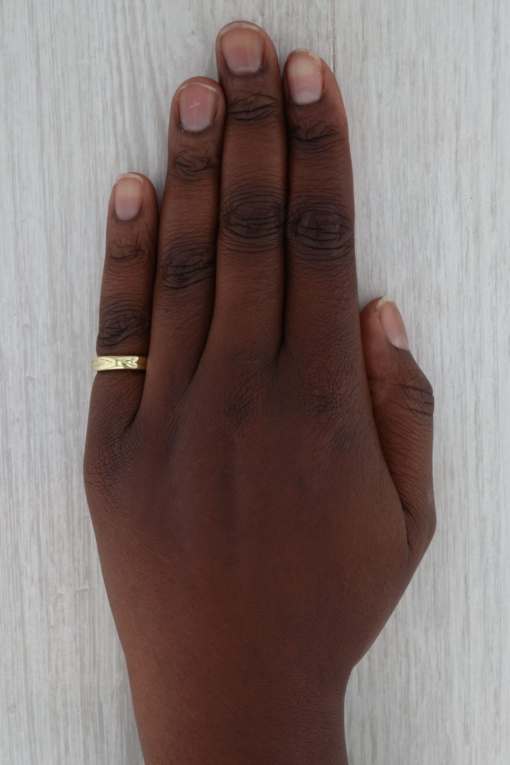 Vintage Tiffany Patterned Band 18k Yellow Gold Size 4.25 Wedding Stackable Ring