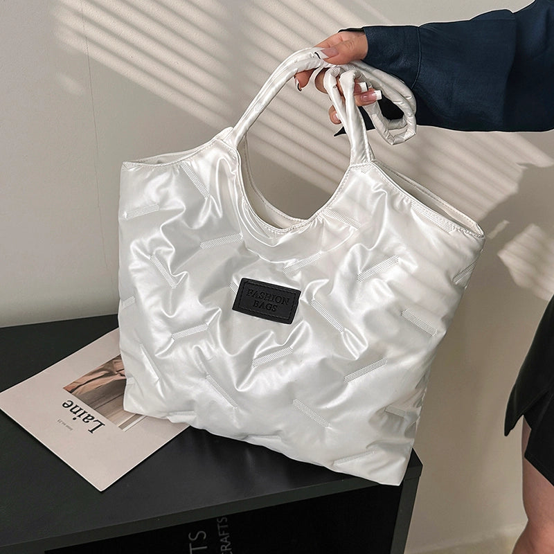 Women's Down Solid Color Classic Style Sewing Thread Square Zipper Shoulder Bag