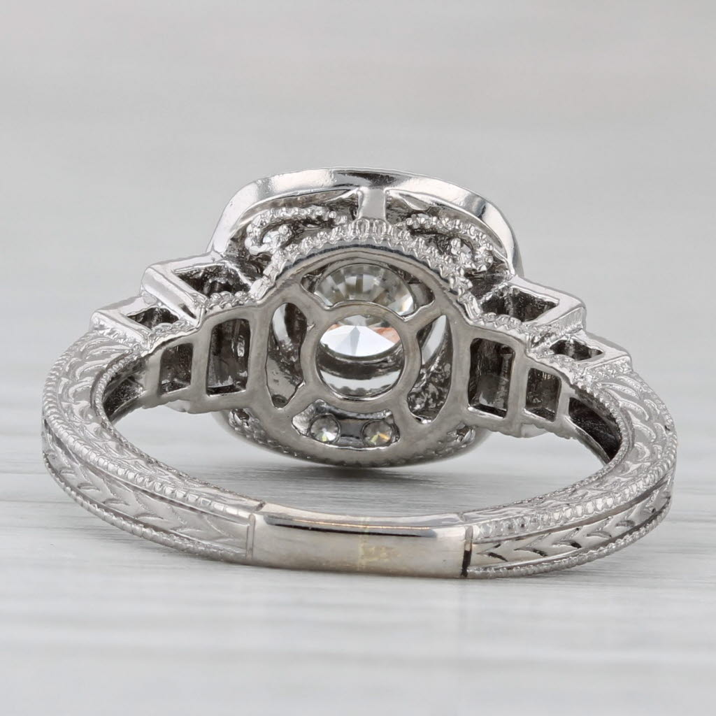 1.04ctw Round Diamond Halo Ring 14k White Gold Size 5.75