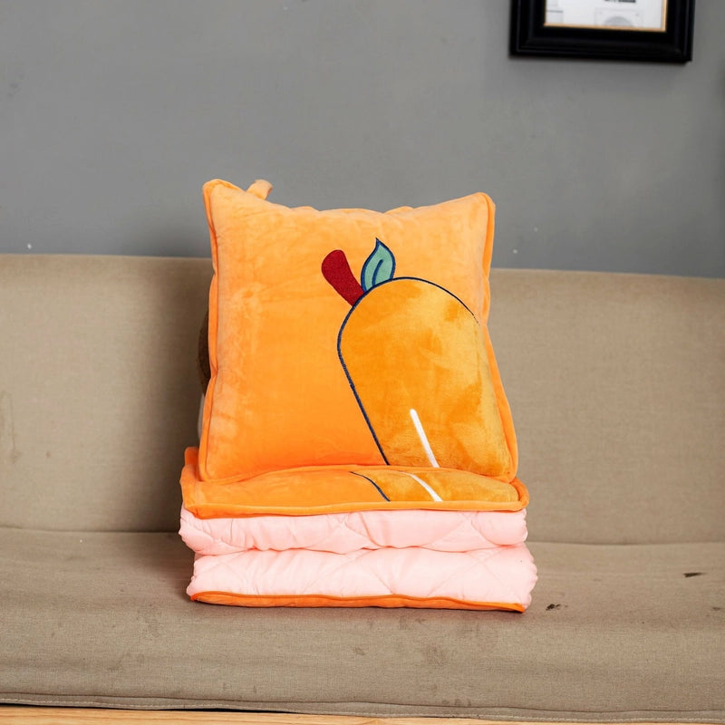 Pillow And Quilt Dual-Use Office Nap Small Pillow Car Back Seat Cushion Air Conditioning Blanket Folding Blanket Printed