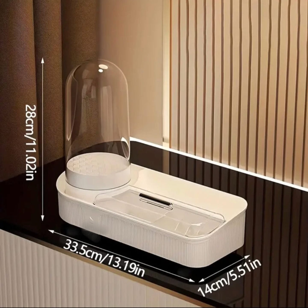 4 in 1 Elegant Makeup Organizer with Rotating Brushes Holder & Makeup Brushes Cleaner