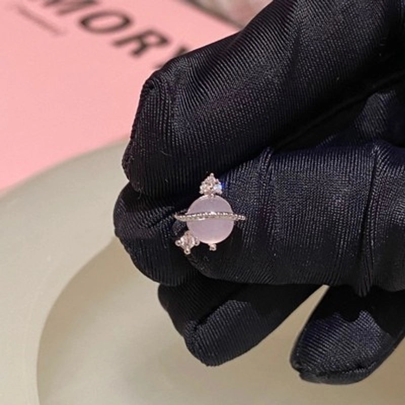 1 Piece Minimalist Moon Inlay Copper Zircon Ear Studs
