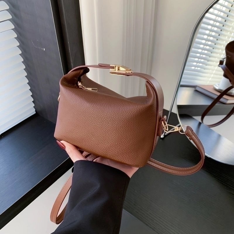Women's Pu Leather Solid Color Basic Square Zipper Shoulder Bag Handbag Crossbody Bag