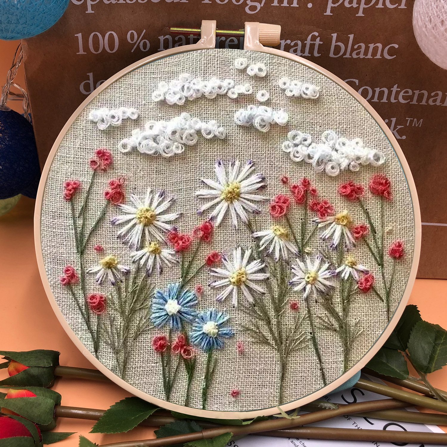 Perfect Gift - Embroidery  Hoop Flower Kit for Beginner