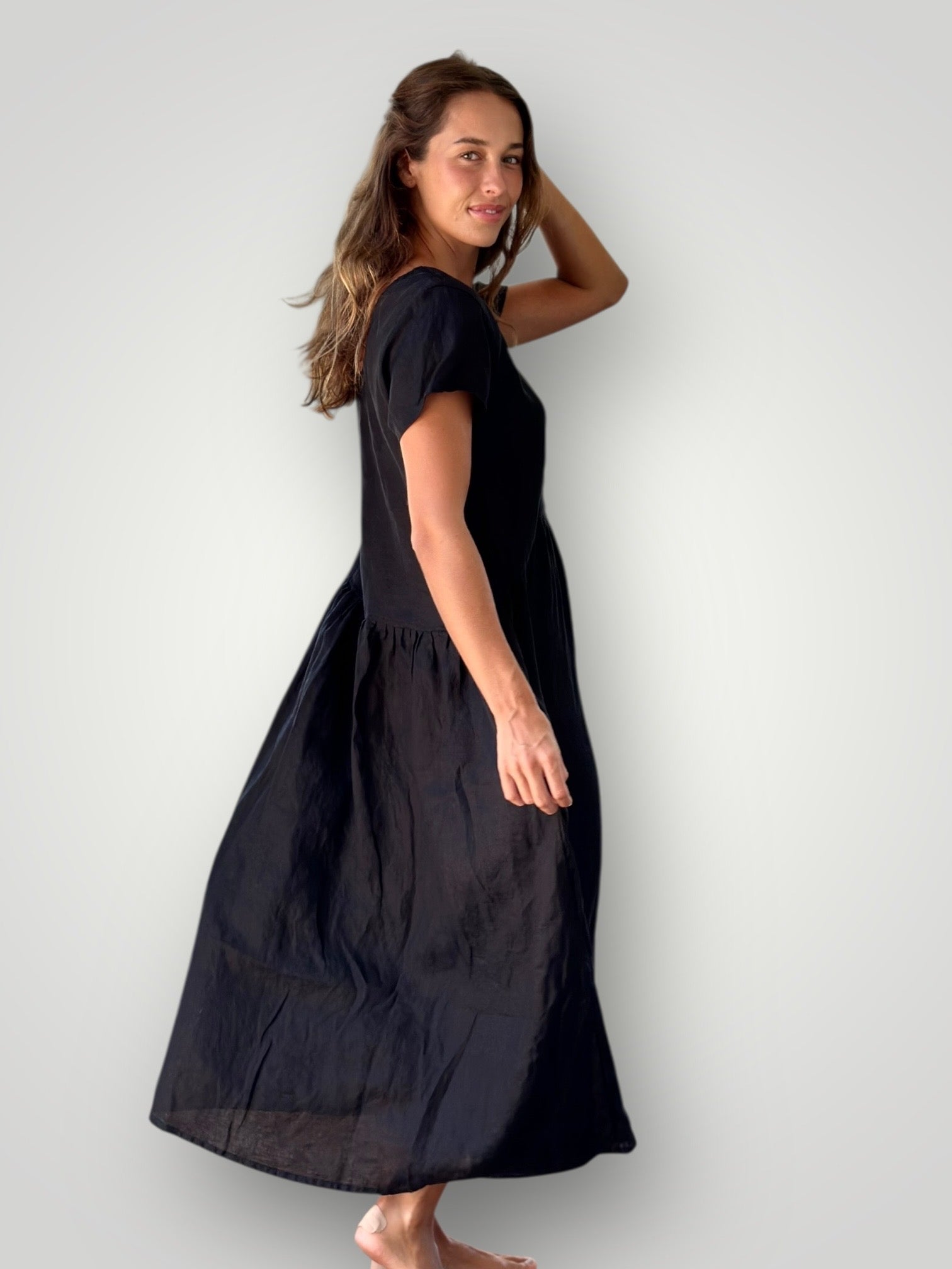 audrey dress - black linen