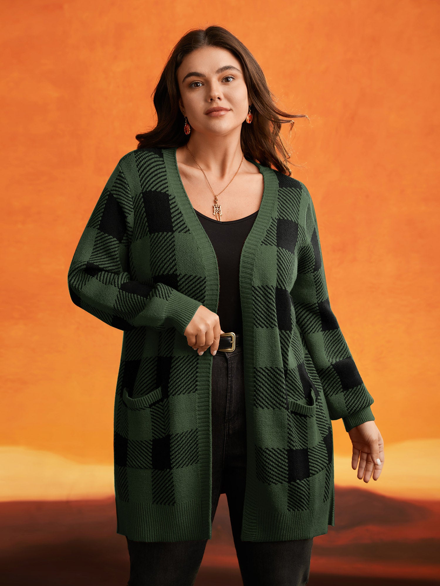 Supersoft Essentials Plaid Open Cardigan