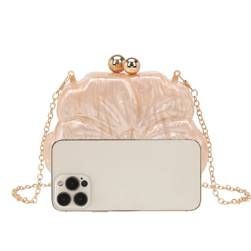White Pink Black Arylic Solid Color Round Evening Bags