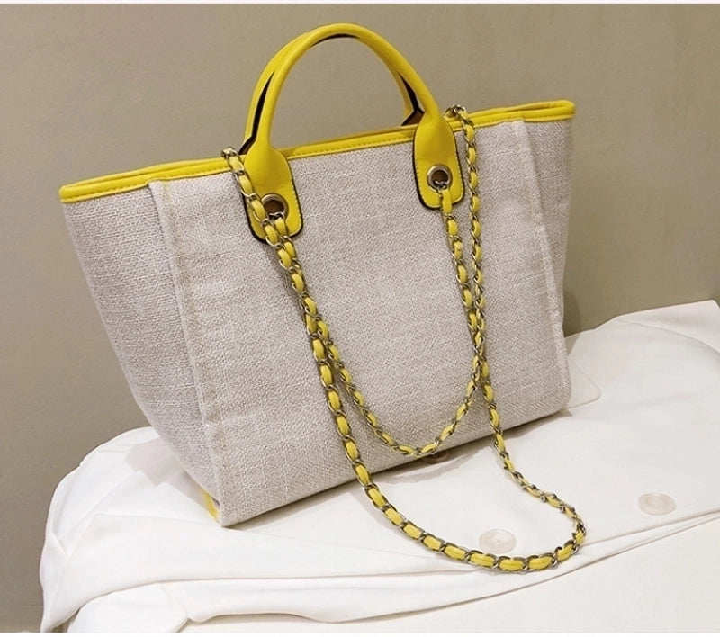 Women'S Large Canvas Solid Color Streetwear Square Zipper Tote Bag