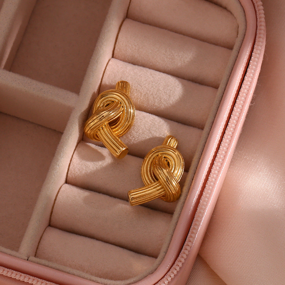 Fashion Stripe Geometric Stainless Steel 18K Gold Plated Stud Earrings