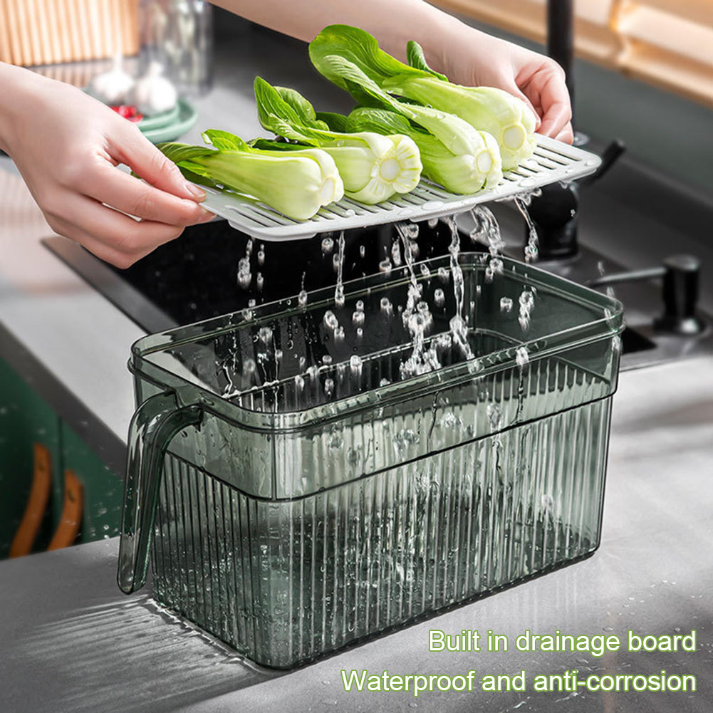 COMPACT ACRYLIC FRIDGE ORGANIZER WITH HANDLE – DURABLE & REUSABLE FOR FRUITS & VEGGIES