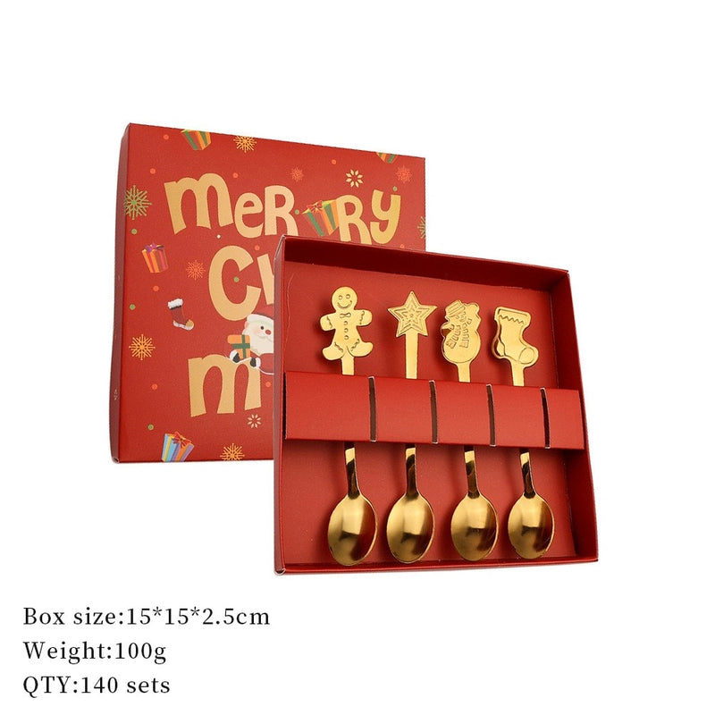 Christmas Cute Christmas Socks Gingerbread Snowman 410 Stainless Steel Spoon 1 Piece 1 Set