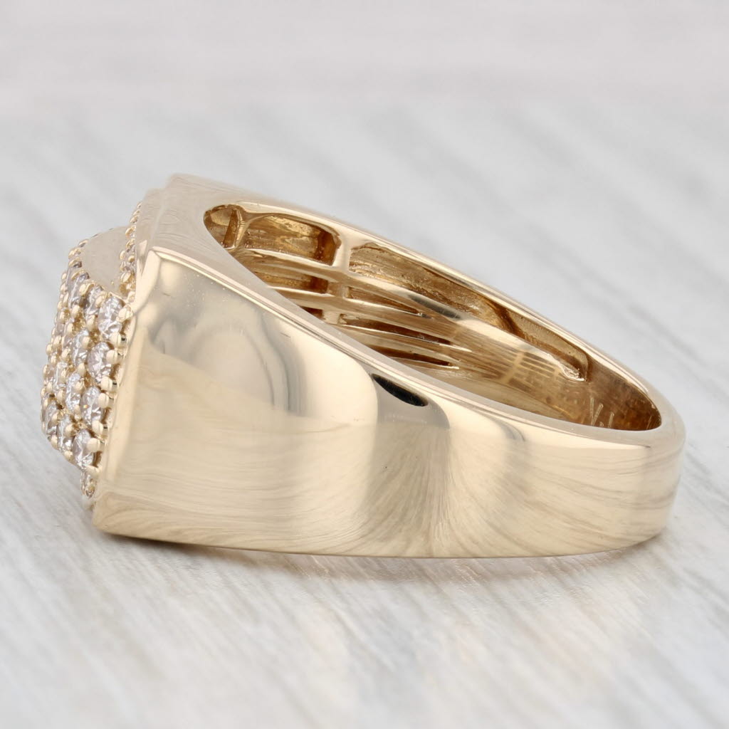 0.94ctw Pave Diamond Ring 14k Yellow Gold Size 10 Men's