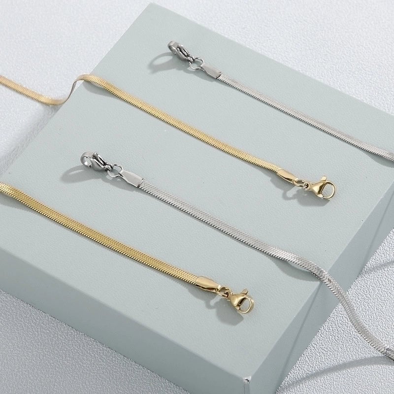 Classic Style Solid Color Titanium Steel 18K Gold Plated Plating Chain Necklace