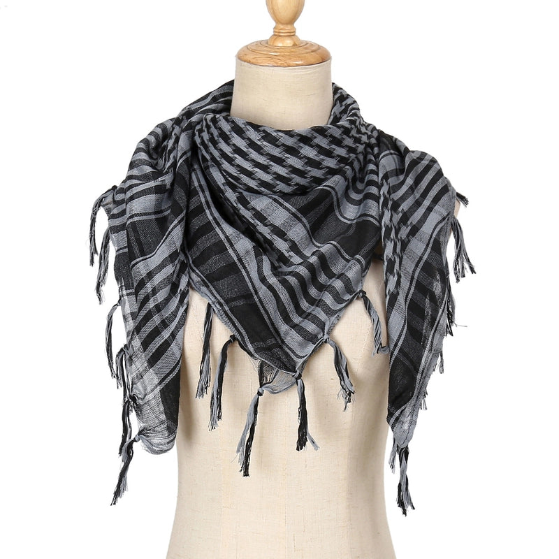 Unisex Classic Style Lattice Polyester Scarf Kerchief