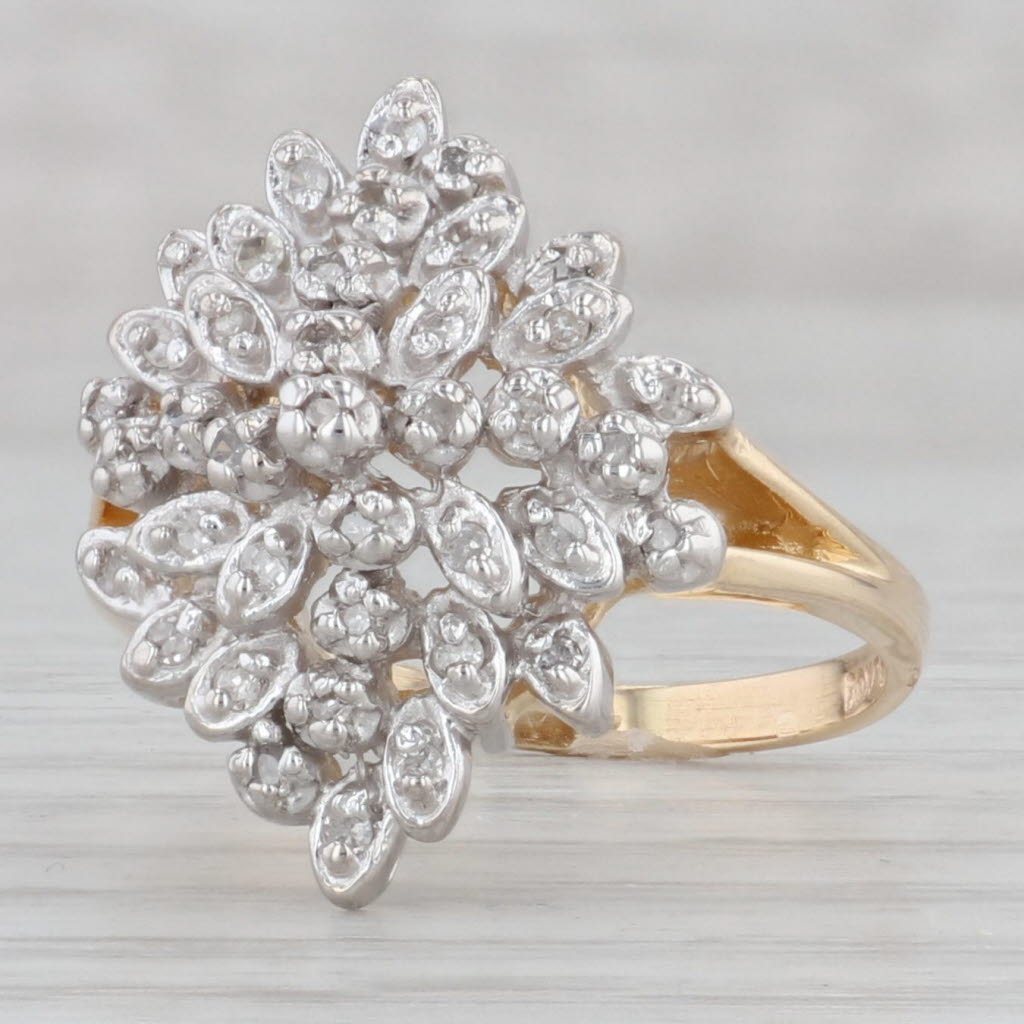 0.12ctw Diamond Cluster Ring 10k Gold Size 7.5 Cocktail