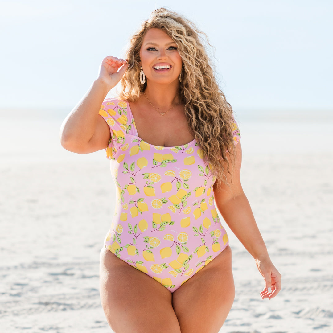 Vacation With Me Swimsuit. Pink Lemon