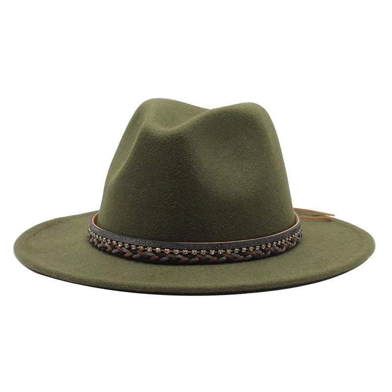 Wish Designed Minority Style Men And Women Couple Big Along Jazz Hat Wool Top Hat