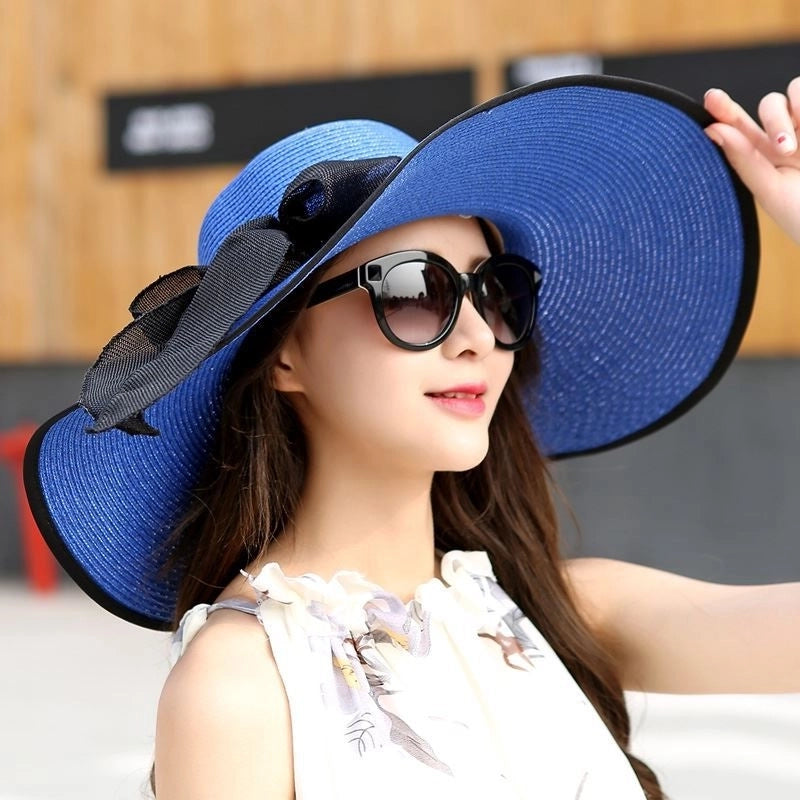 Women's Basic Vacation Pastoral Solid Color Bowknot Big Eaves Sun Hat