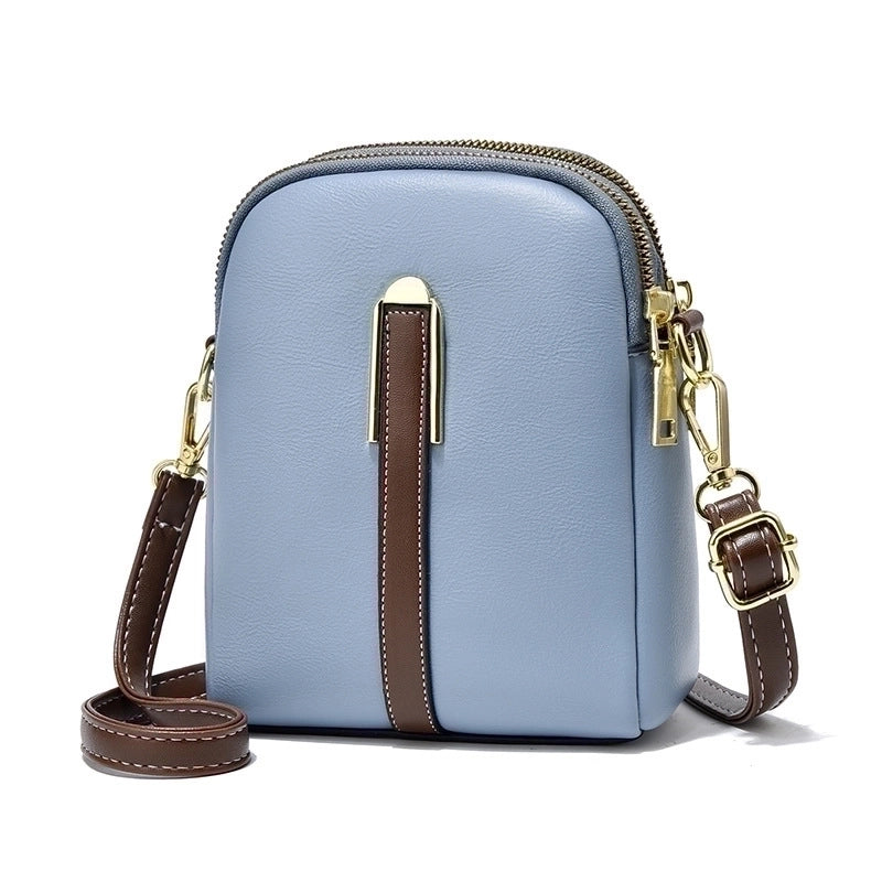 Women's Pu Leather Solid Color Basic Square Zipper Shoulder Bag Phone Wallet Crossbody Bag