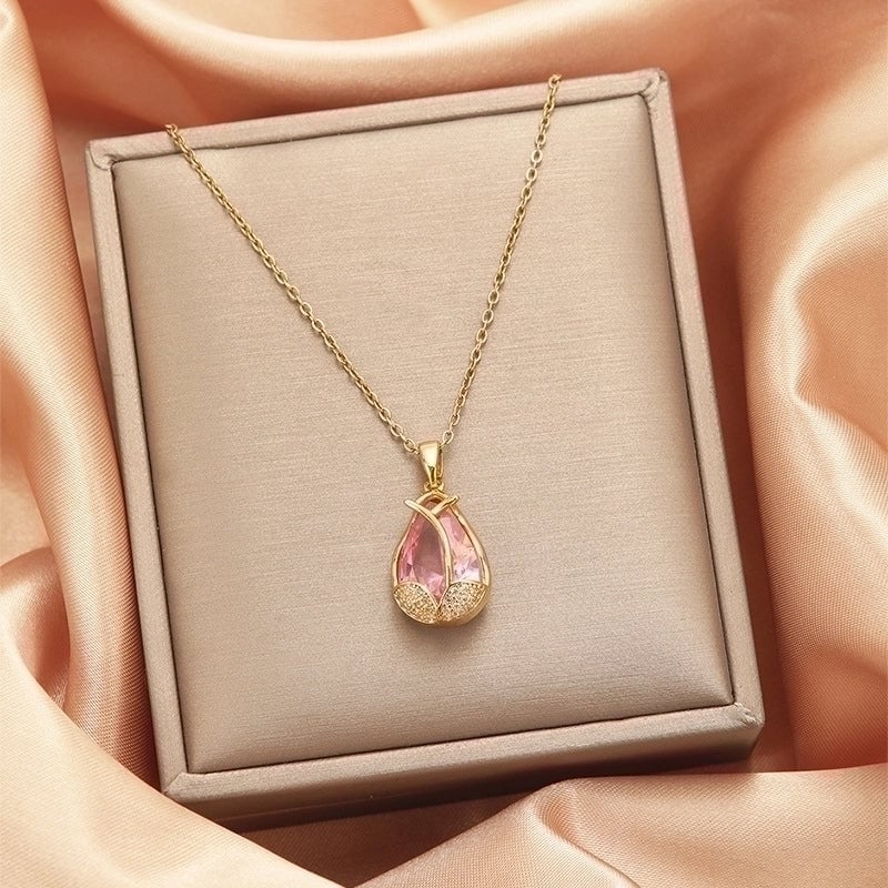 2 Pieces Vintage Style Heart Shape Flower Bow Knot Titanium Steel Copper Tassel Plating Inlay Zircon Pendant Necklace