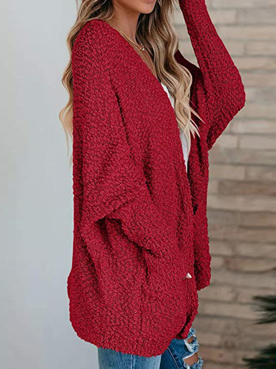 Casual Daily Solid Cardigan Cardigan Collar Tops(5 colors)